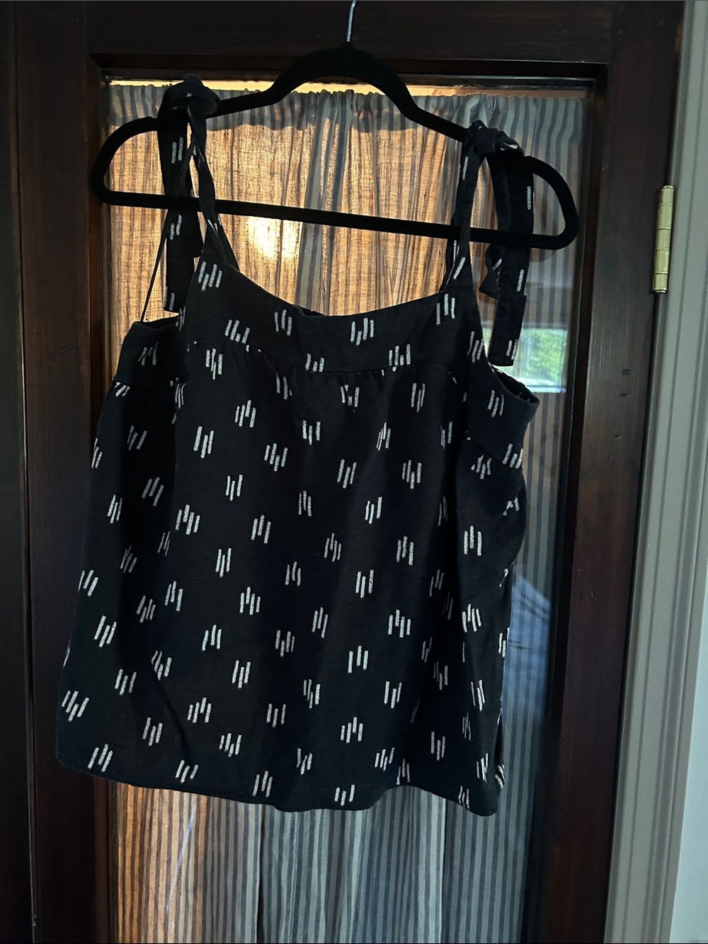 Black Printed Tie-Shoulder Camisole